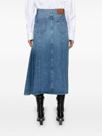Alexander McQueen, Women's Denim Skirt, Luxury Fashion, High-Waisted Skirt, Split Skirt