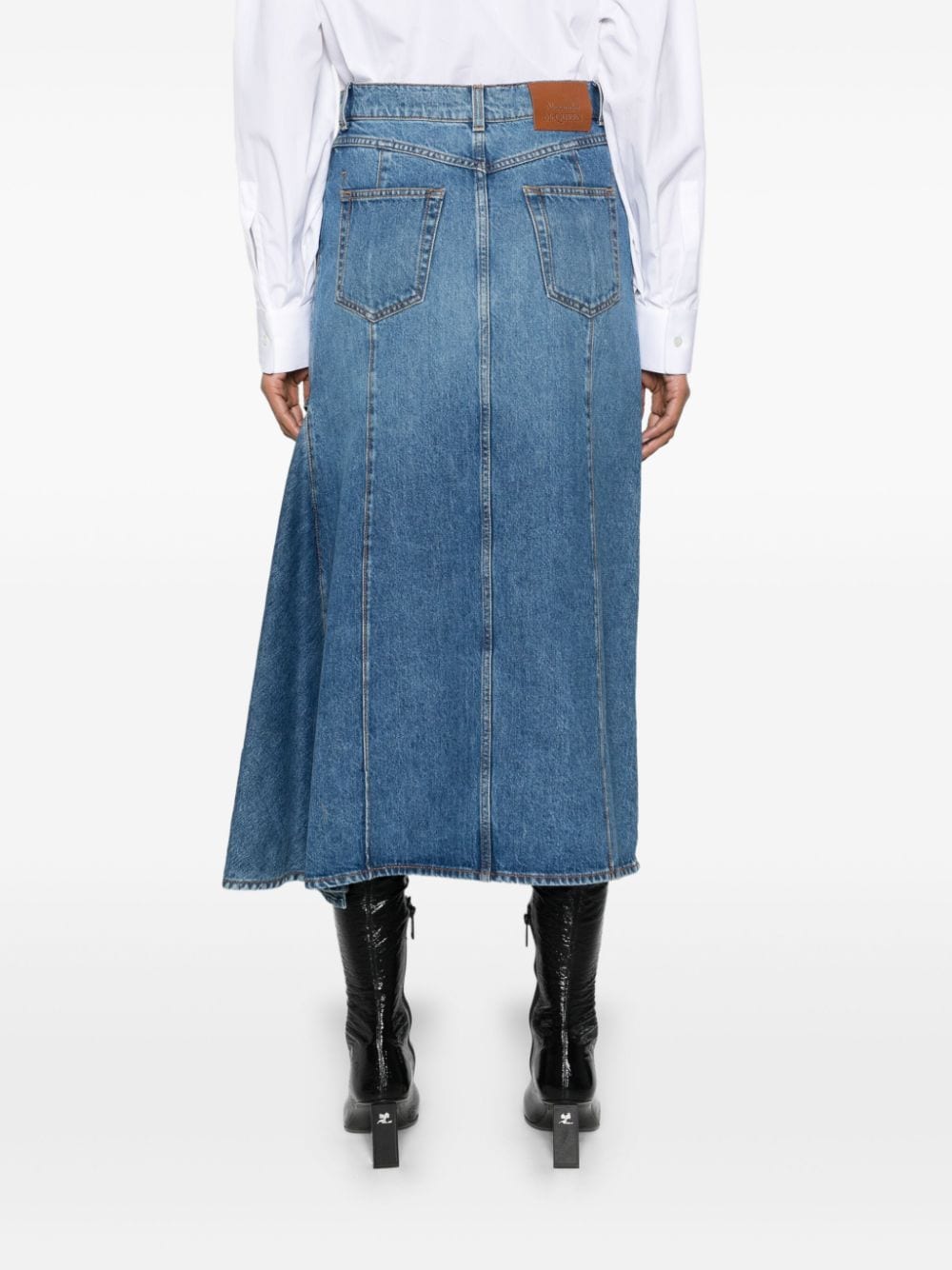 Alexander McQueen, Women's Denim Skirt, Luxury Fashion, High-Waisted Skirt, Split Skirt