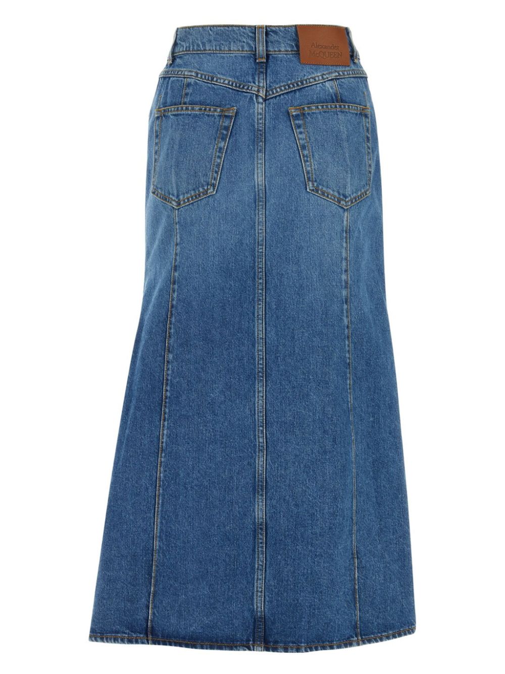 Alexander McQueen, Women's Denim Skirt, Luxury Fashion, High-Waisted Skirt, Split Skirt