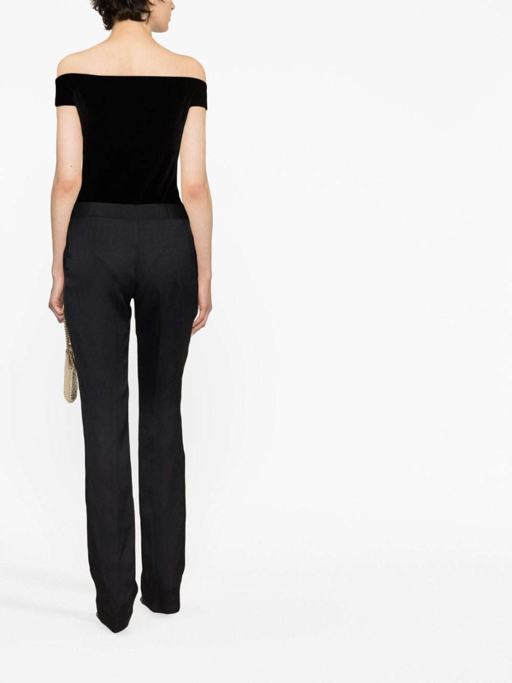 Stella McCartney, women's black trousers, pleated trousers, luxury fashion, elegant trousers