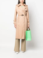 Image of Double-Breasted Beige Trench Coat by Fendi for Women - Season Spring-Summer 2023 - Model view 1