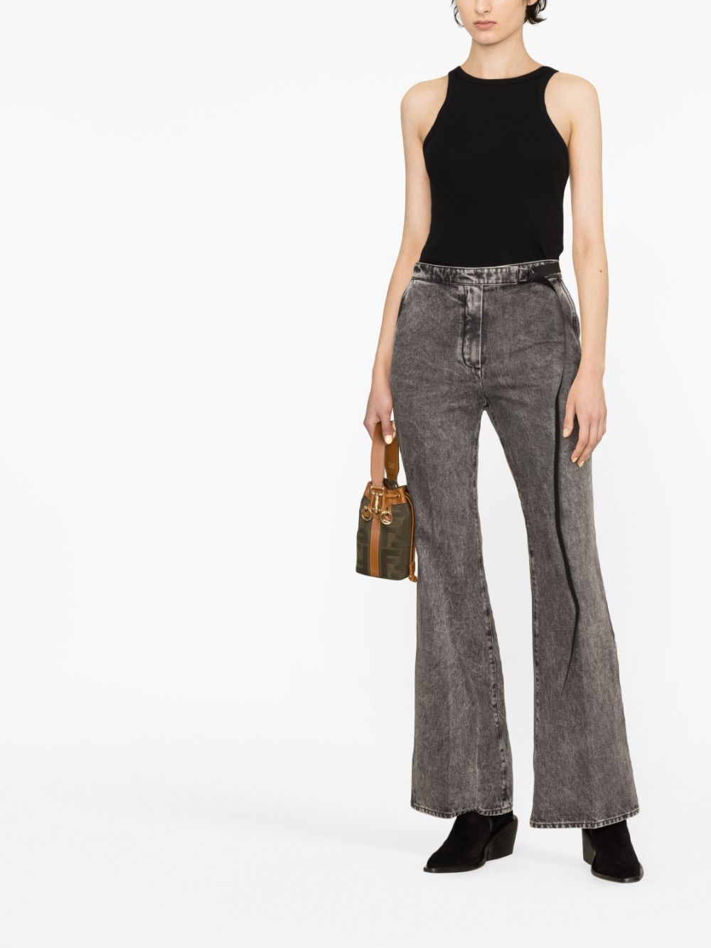 Fendi denim trousers, black denim trousers, women's luxury jeans, designer trousers, high-end fashion