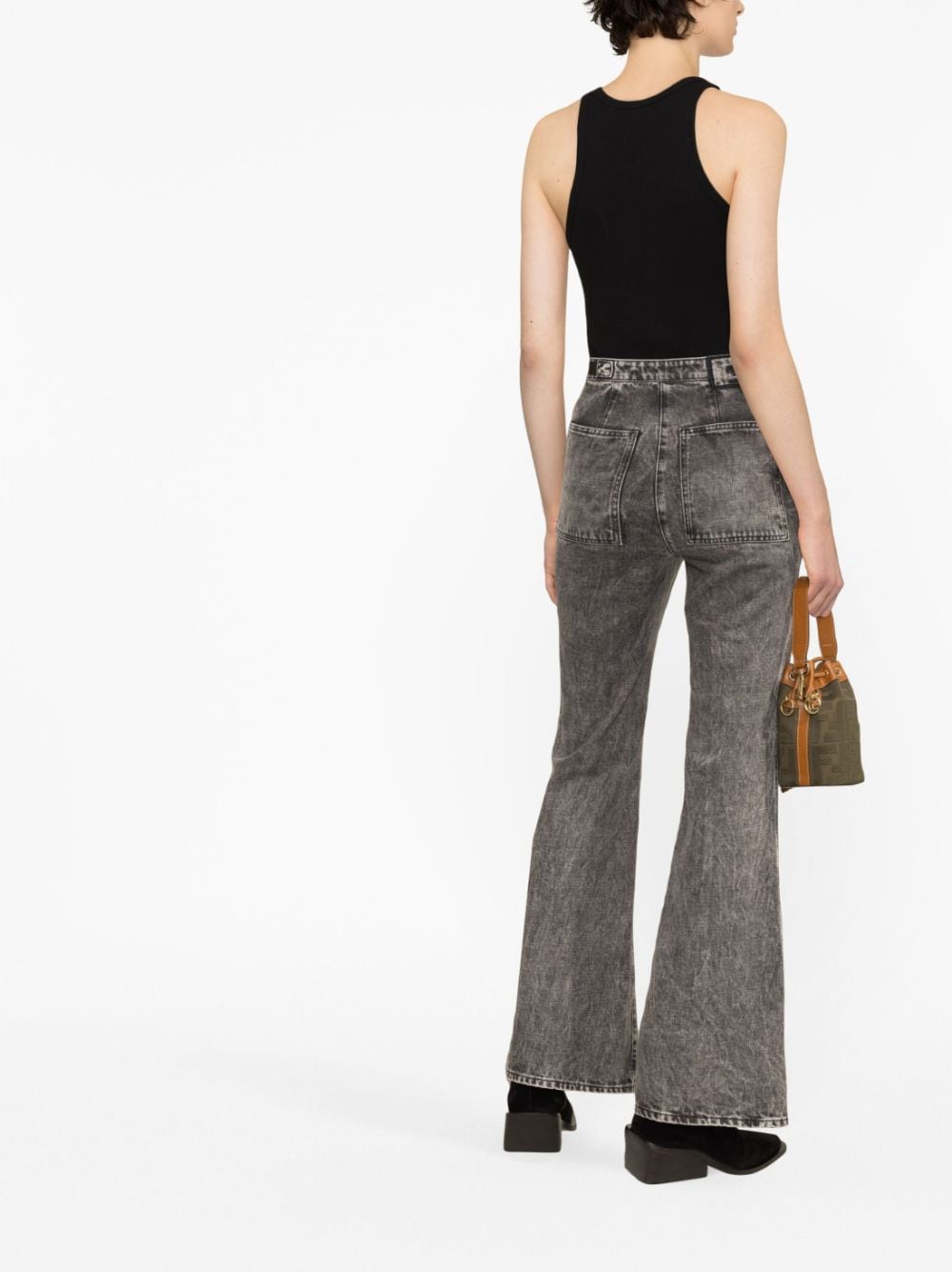 Fendi denim trousers, black denim trousers, women's luxury jeans, designer trousers, high-end fashion