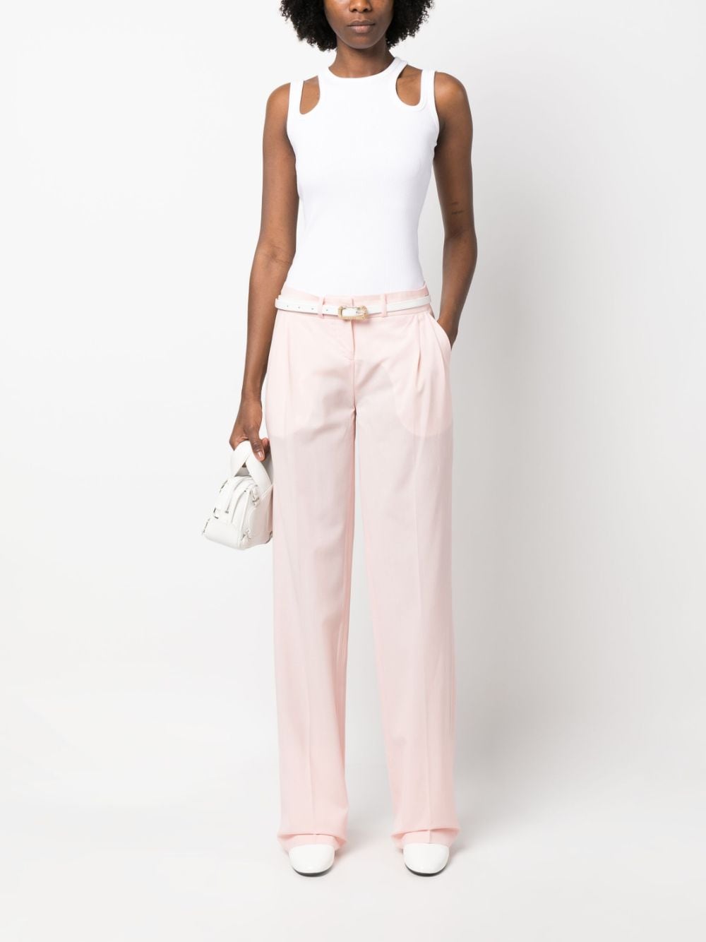 Coperni, Pleated Rose Trousers, Women's Luxury Fashion, High-End Trousers, Elegant Women's Pants