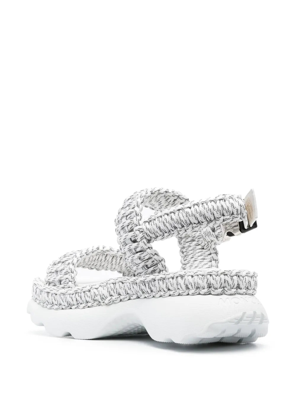 Moncler, woven sandals, luxury women's footwear, gray sandals, elegant summer shoes