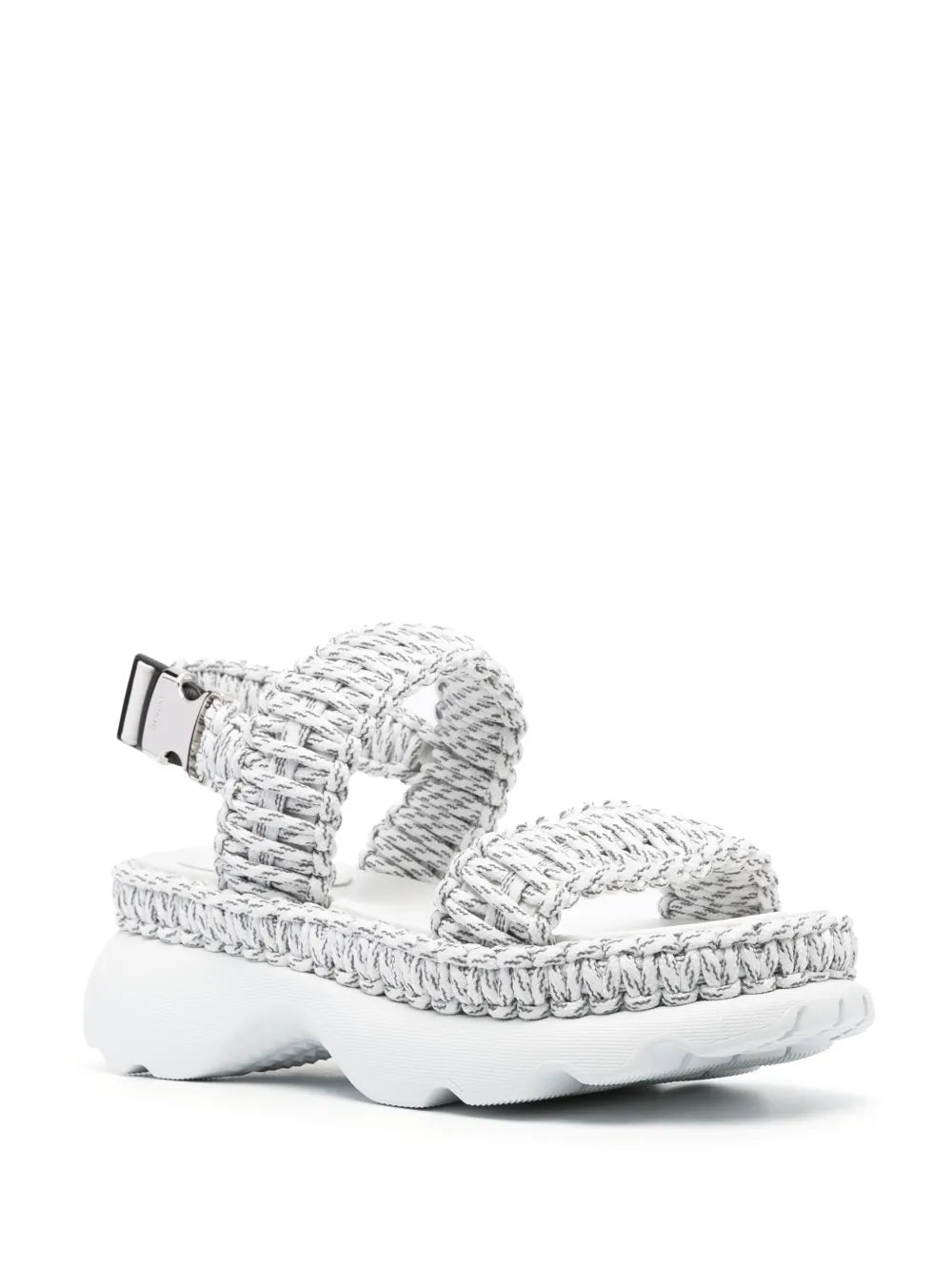 Moncler, woven sandals, luxury women's footwear, gray sandals, elegant summer shoes