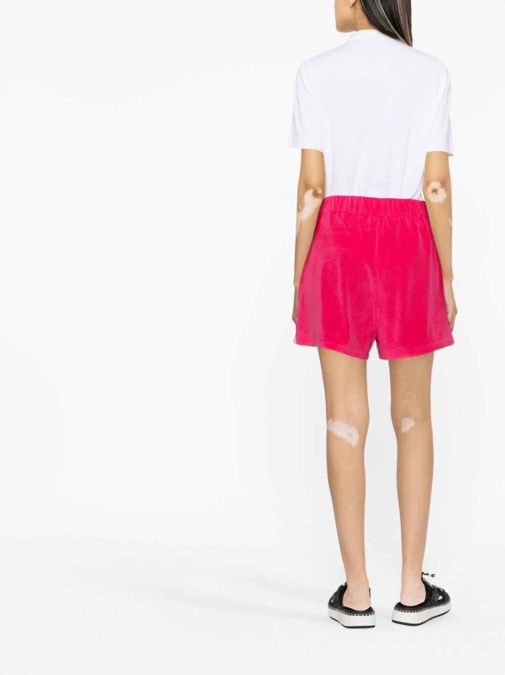 Moncler women's shorts, terry cotton shorts, luxury pink shorts, designer women's shorts, high-end casual wear