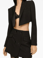 black wool mini skirt, Dolce & Gabbana skirt, luxury wool skirt, high-end fashion, designer mini skirt