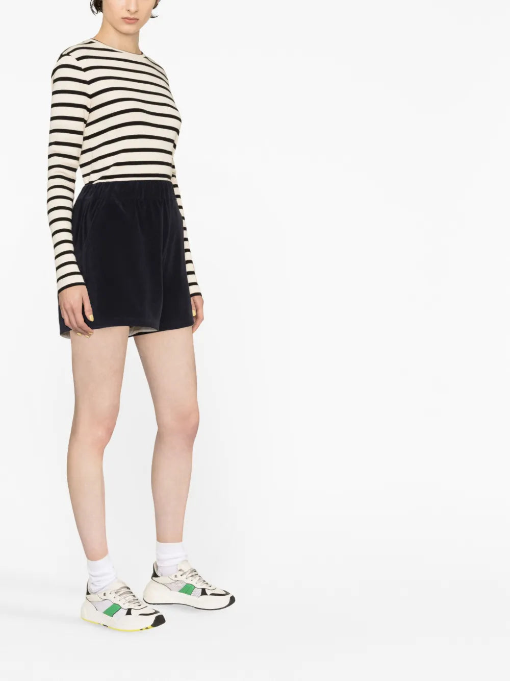 Calções femininos em algodão turco azul Moncler