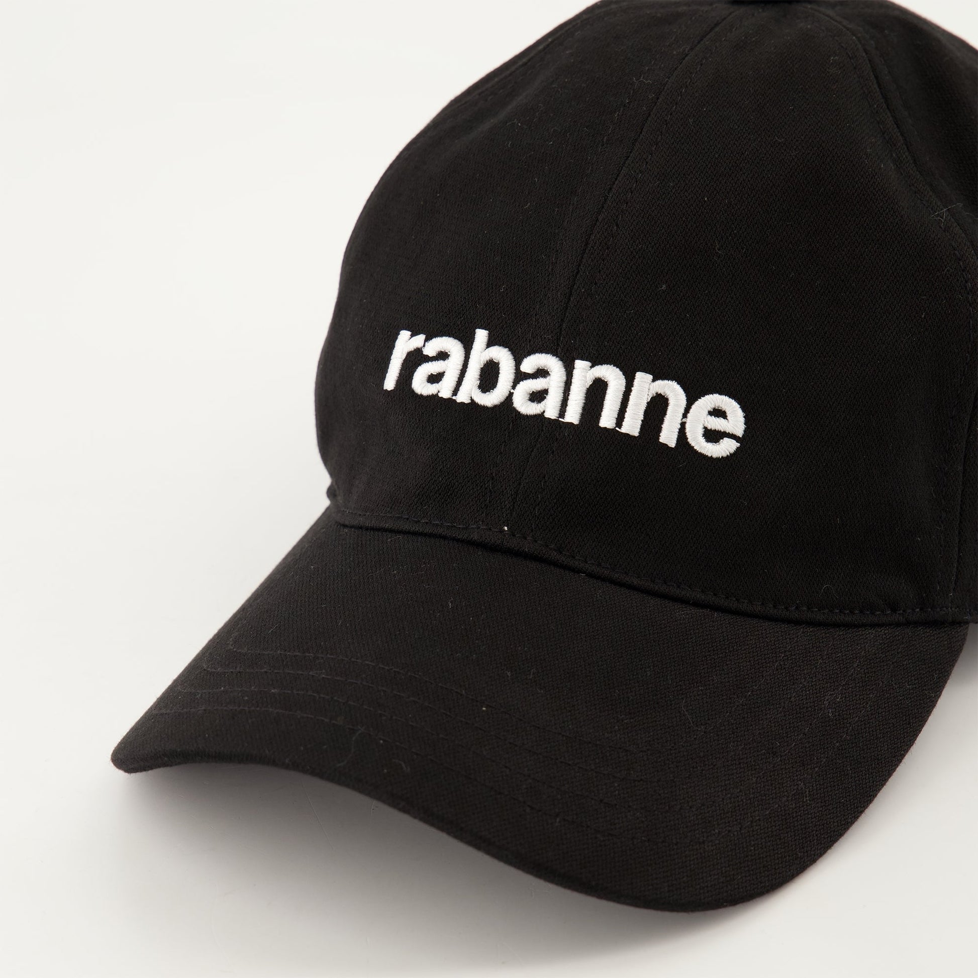 black cap, logo cap, Rabanne cap, cotton cap, fashion accessory