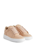 luxury sneakers, Giuseppe Zanotti, beige rosé leather sneakers, high-end footwear, exclusive sneakers