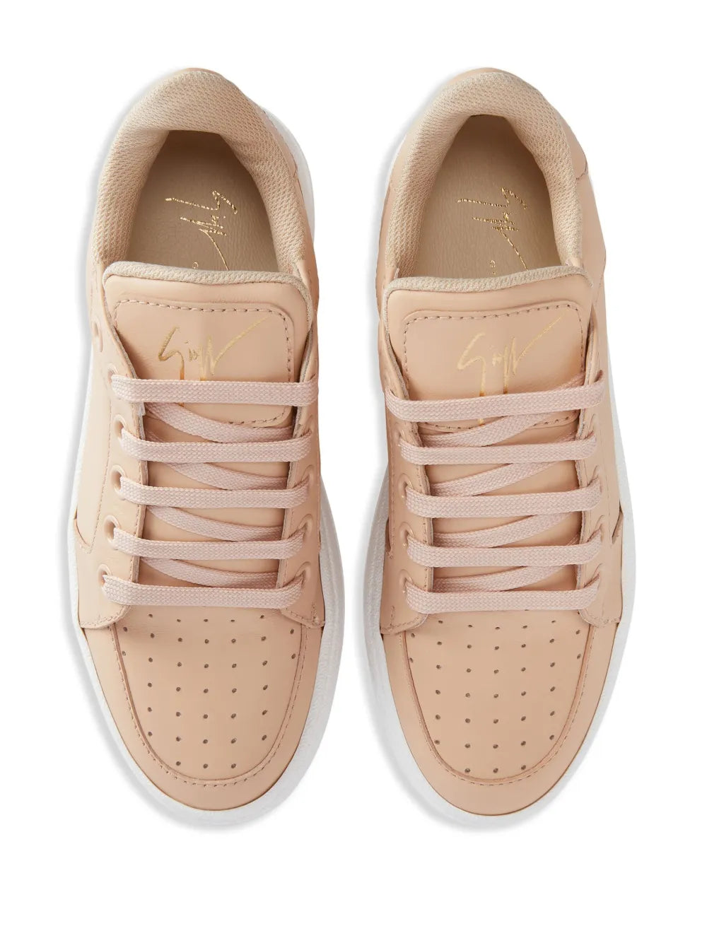luxury sneakers, Giuseppe Zanotti, beige rosé leather sneakers, high-end footwear, exclusive sneakers