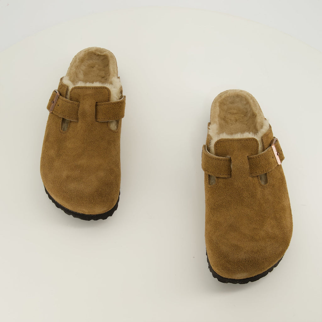 Mule Boston en Fourrure Marron