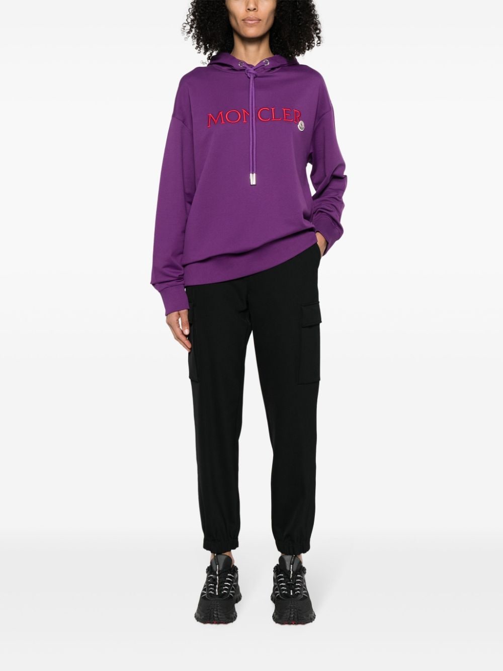 Moncler women hoodie, luxury hoodie, violet hoodie, double logo hoodie, high-end fashion