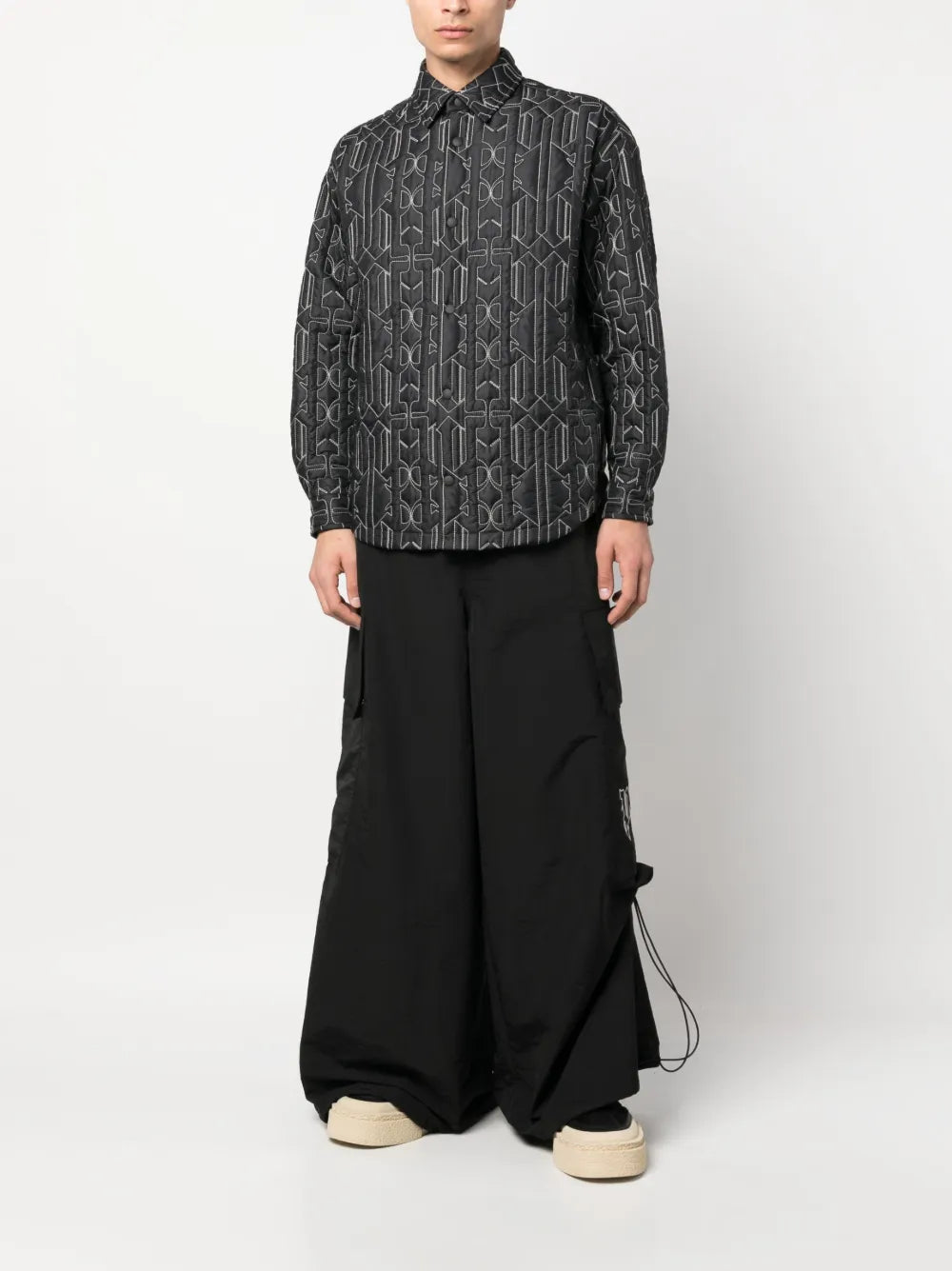 Camisa Acolchoada Gráfica Palm Angels Homem Cinzento