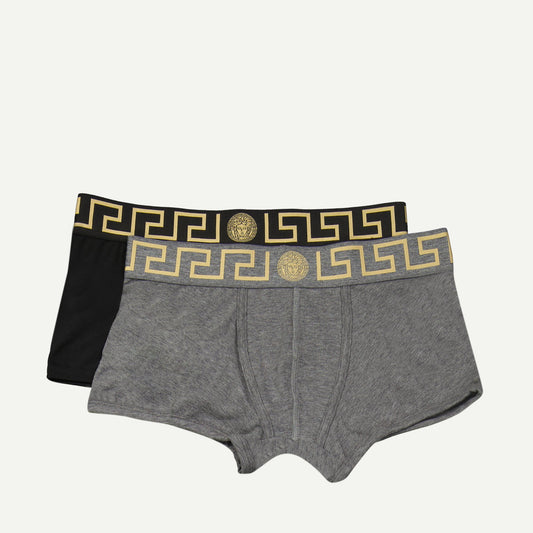 Versace boxers, men's underwear, grey black boxers, cotton elastane boxers, Autumn Winter 2024