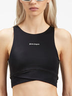 Black Sports Bra, Palm Angels, Luxury Activewear, Women's Sports Bra, High-End Athletic Wear