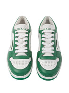 luxury sneakers, Prada Downtown, white leather sneakers, green leather sneakers, stylish sneakers
