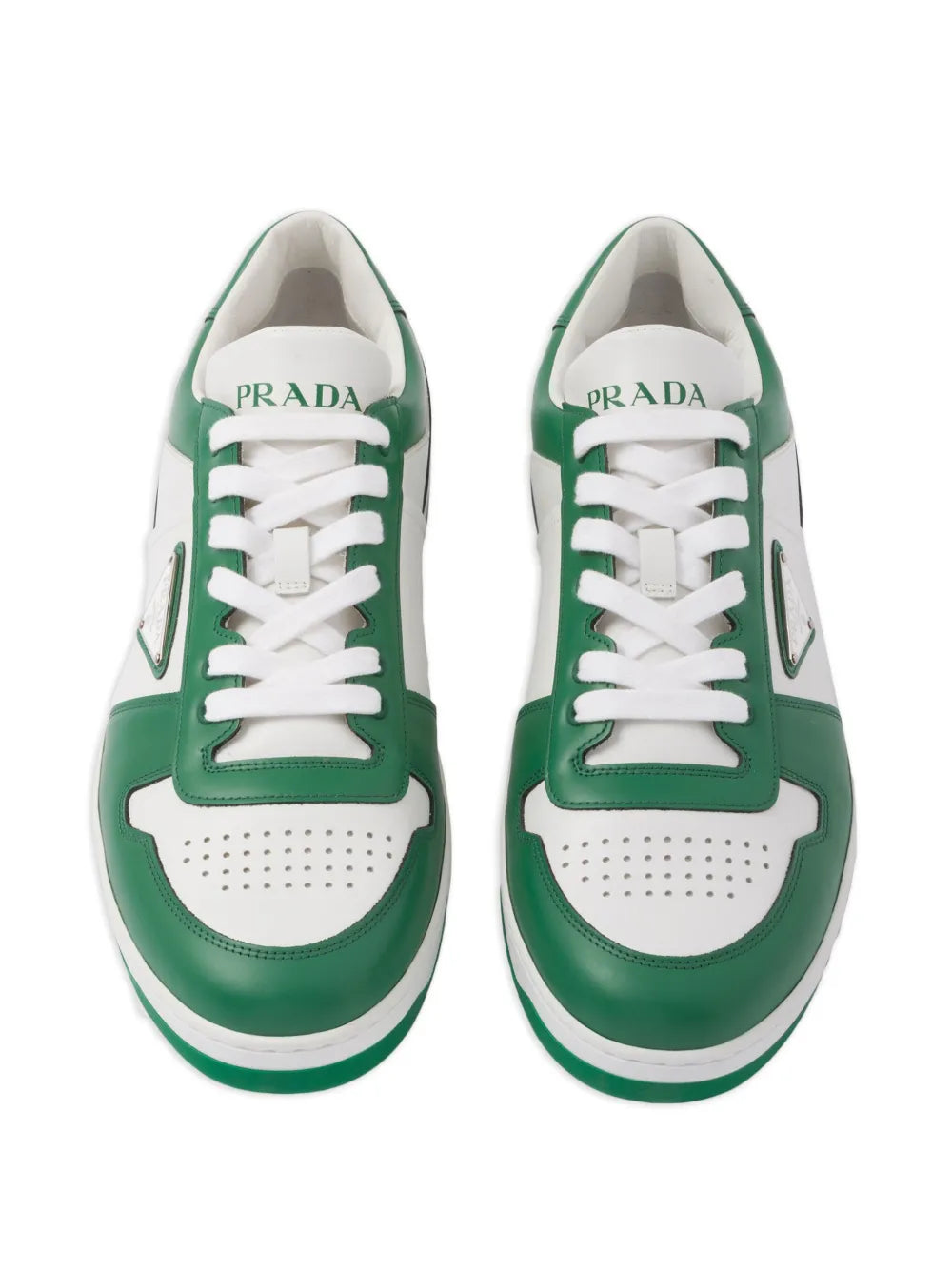 luxury sneakers, Prada Downtown, white leather sneakers, green leather sneakers, stylish sneakers