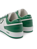 luxury sneakers, Prada Downtown, white leather sneakers, green leather sneakers, stylish sneakers