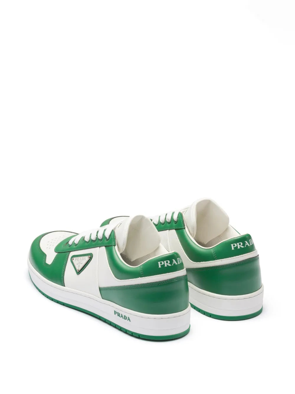 luxury sneakers, Prada Downtown, white leather sneakers, green leather sneakers, stylish sneakers