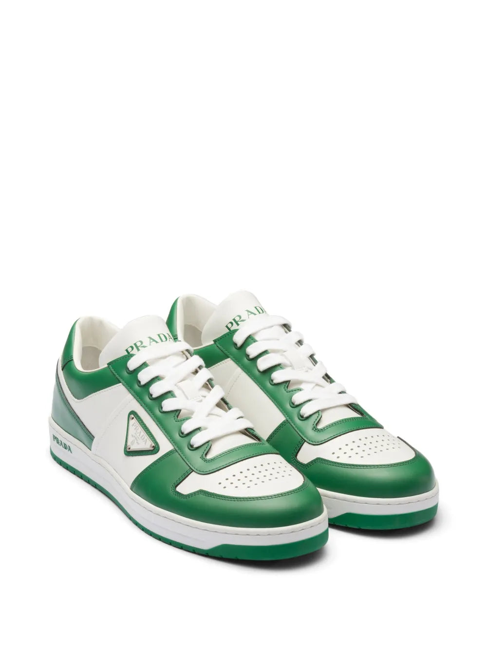 luxury sneakers, Prada Downtown, white leather sneakers, green leather sneakers, stylish sneakers