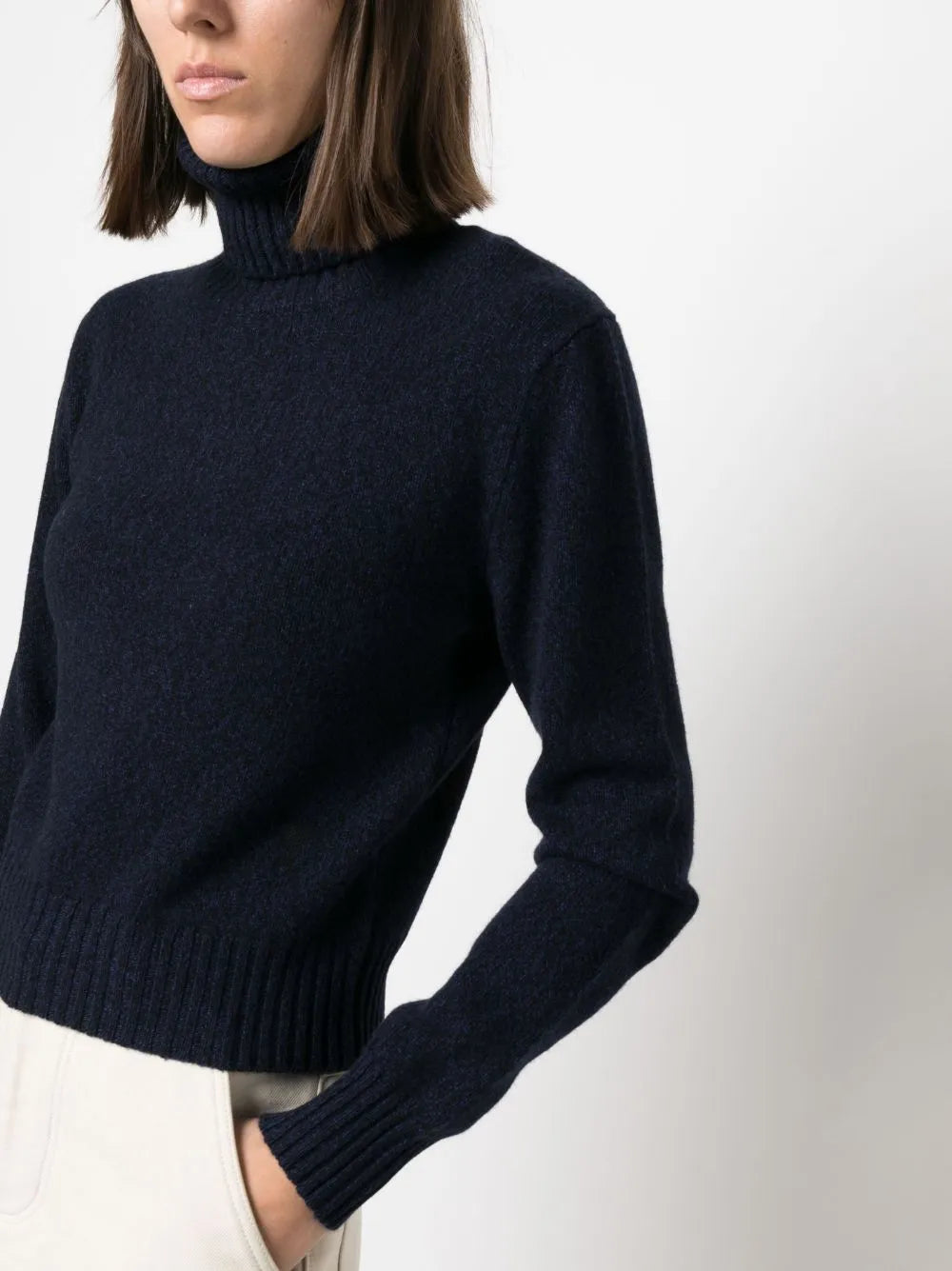 turtleneck sweater, AMI Paris, blue sweater, luxury knitwear, Ami de Coeur