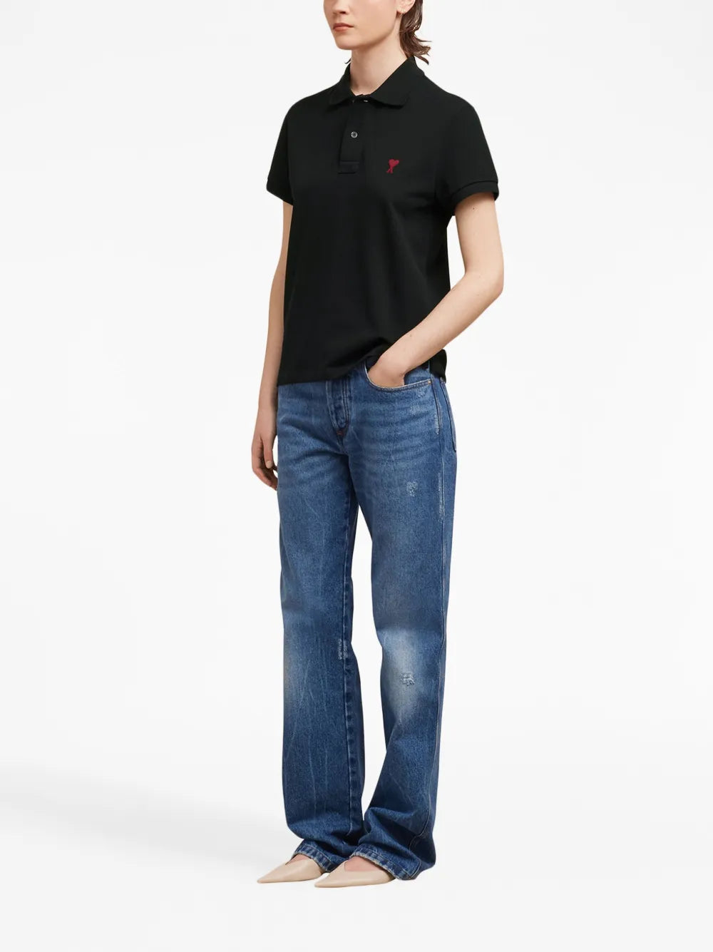 Image of Ami de Coeur Polo by Ami PARIS for Unisex - Season Spring-Summer 2024 - Model view 4