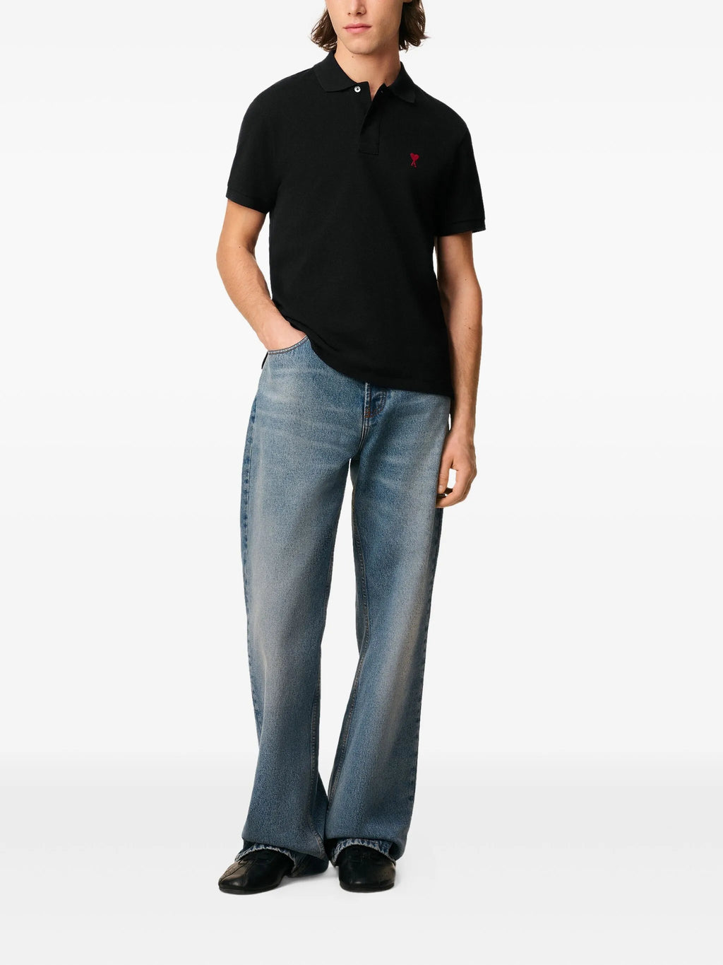 Image of Ami de Coeur Polo by Ami PARIS for Unisex - Season Spring-Summer 2024 - Model view 1