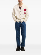 unisex cardigan, wool knitwear, V-neck cardigan, Ami de Coeur, button closure cardigan