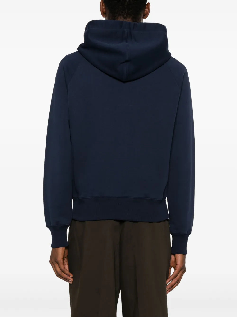 ネイビーのジップアップスウェットシャツ