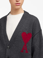 Ami de Coeur cardigan, grey cardigan, wool cardigan, V-neck cardigan, unisex fashion