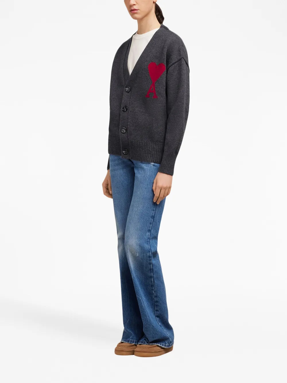 Ami de Coeur cardigan, grey cardigan, wool cardigan, V-neck cardigan, unisex fashion