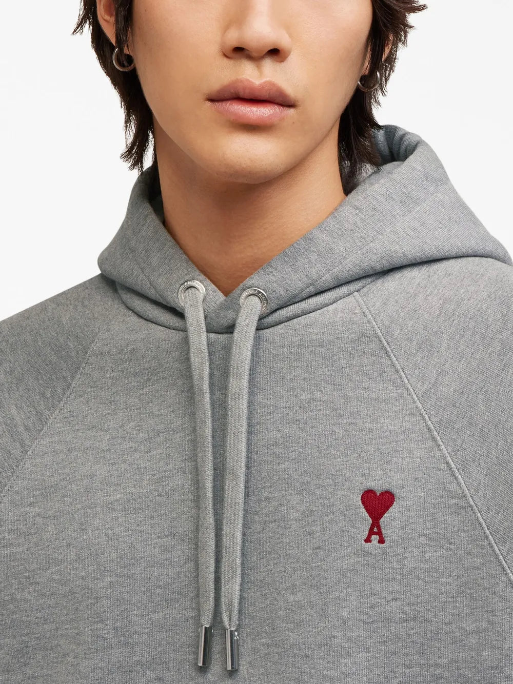 sweatshirt, grey hooded sweatshirt, Ami de Coeur, embroidered logo, cotton sweatshirt