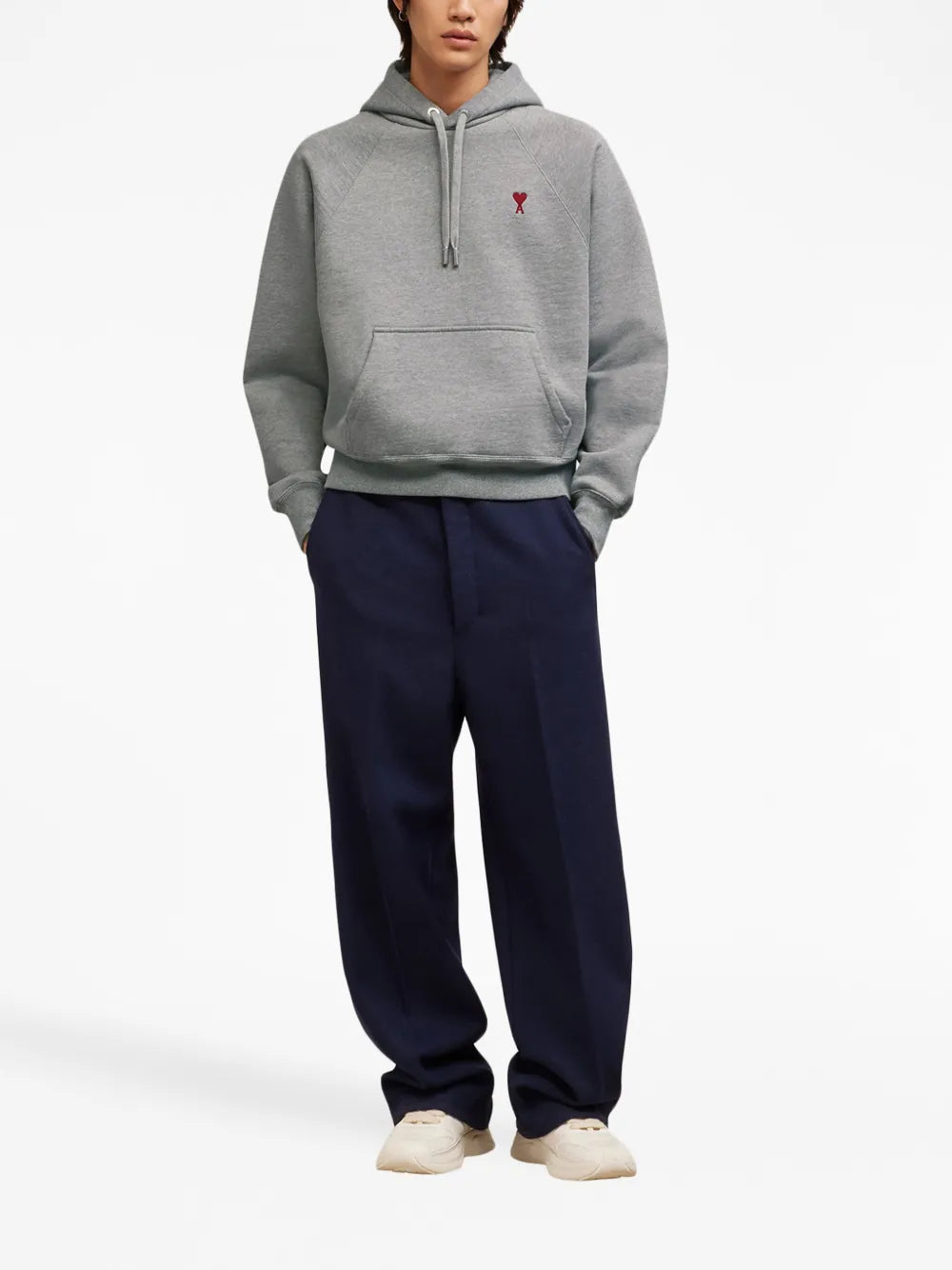 sweatshirt, grey hooded sweatshirt, Ami de Coeur, embroidered logo, cotton sweatshirt