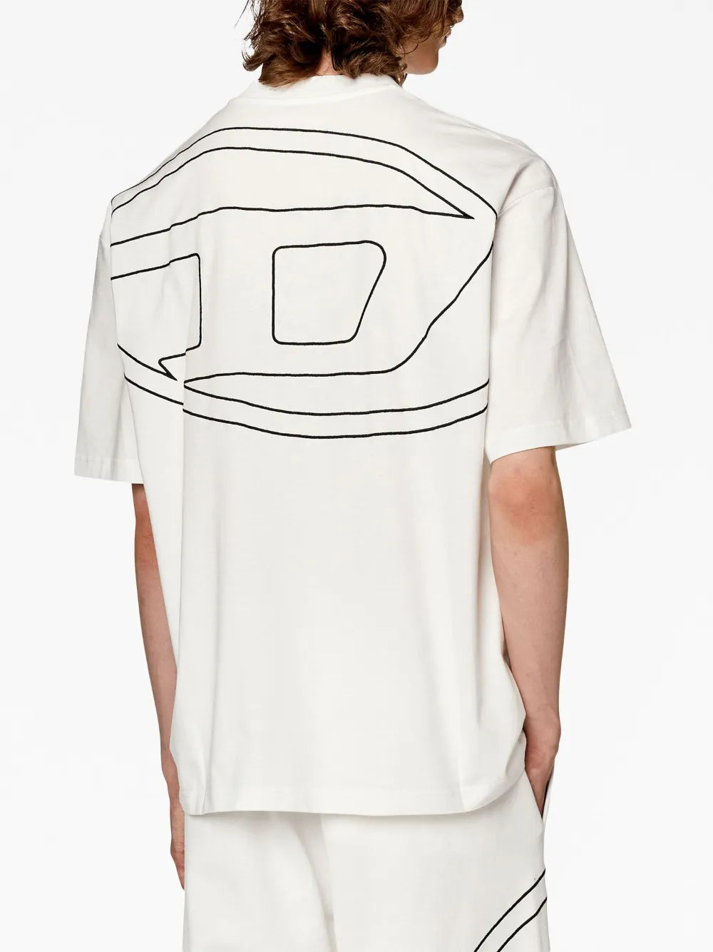 Imagen de la camiseta blanca de algodón T-Boggy de Diesel para hombres - Temporada Otoño-Invierno 2024 - Vista de detalle 6