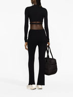 리브드 블랙 팬츠