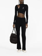 리브드 블랙 팬츠