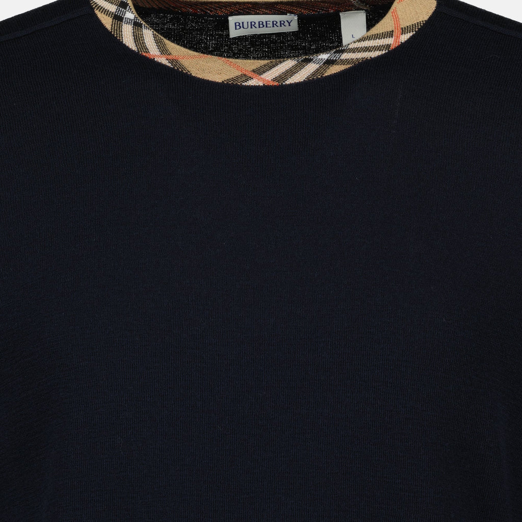 Burberry sweater, wool pullover, check design, Autumn-Winter collection, men's fashion