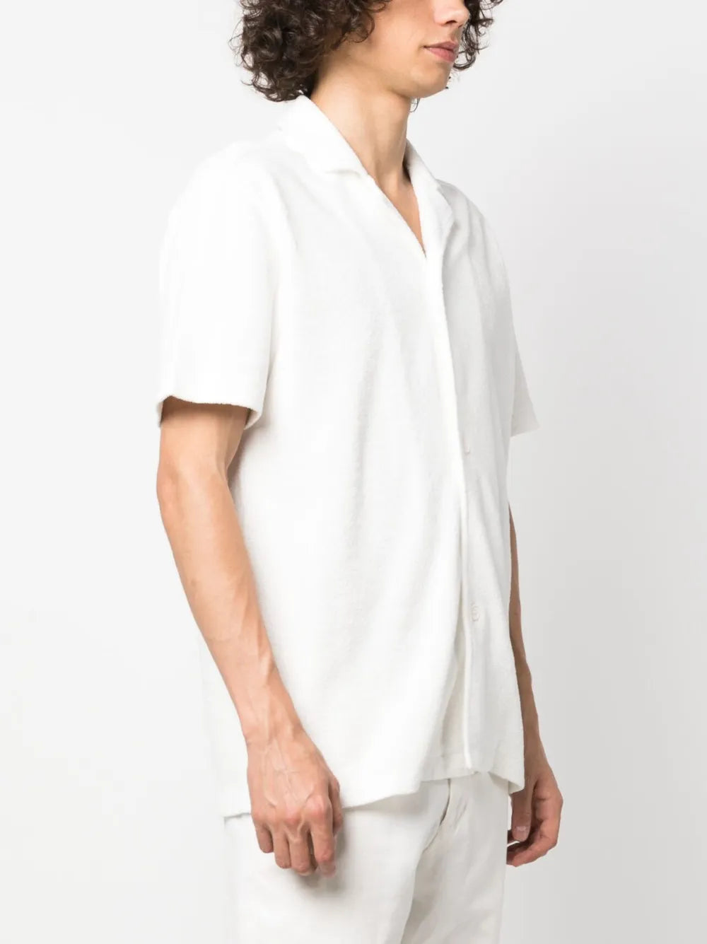 Terry cloth shirt, organic cotton shirt, white shirt, luxury menswear, classic collar shirt