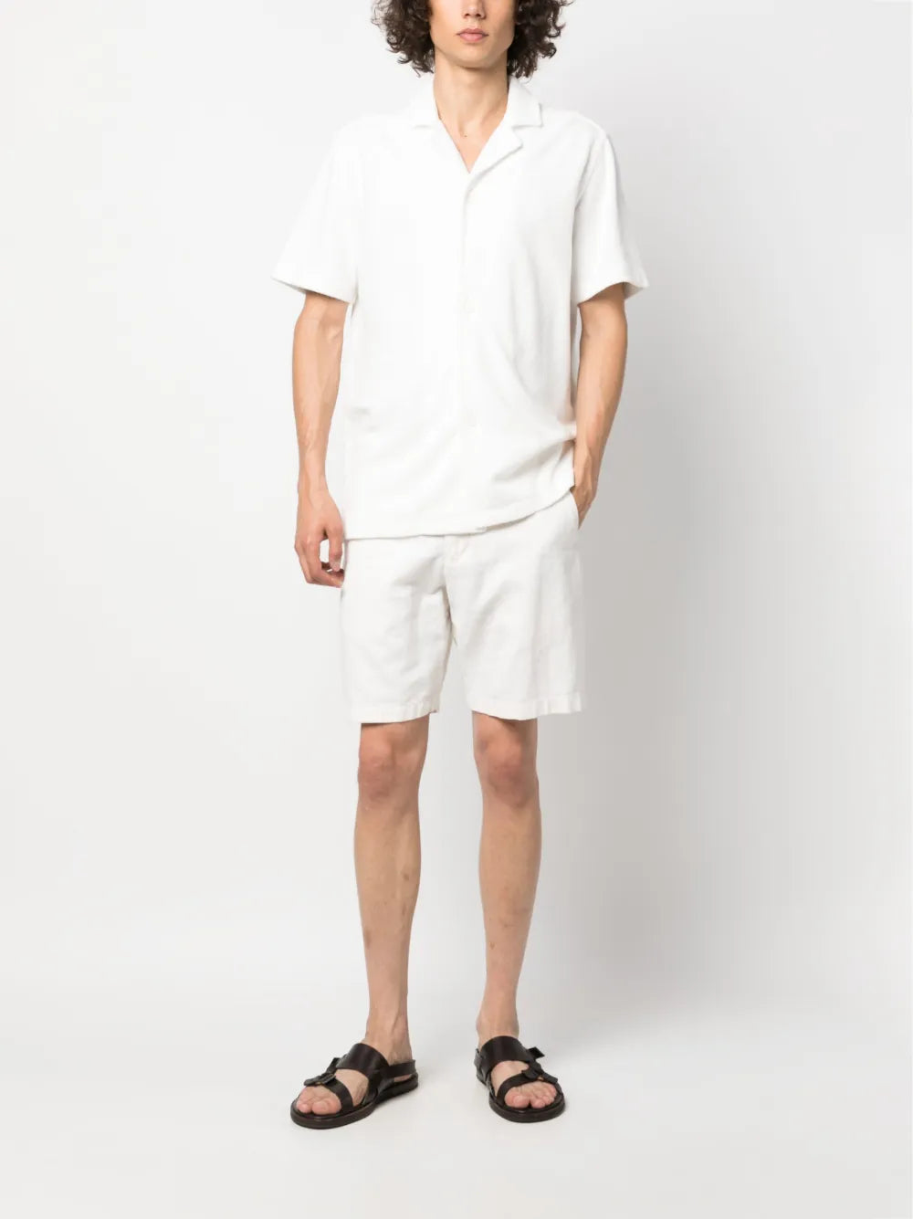 Terry cloth shirt, organic cotton shirt, white shirt, luxury menswear, classic collar shirt