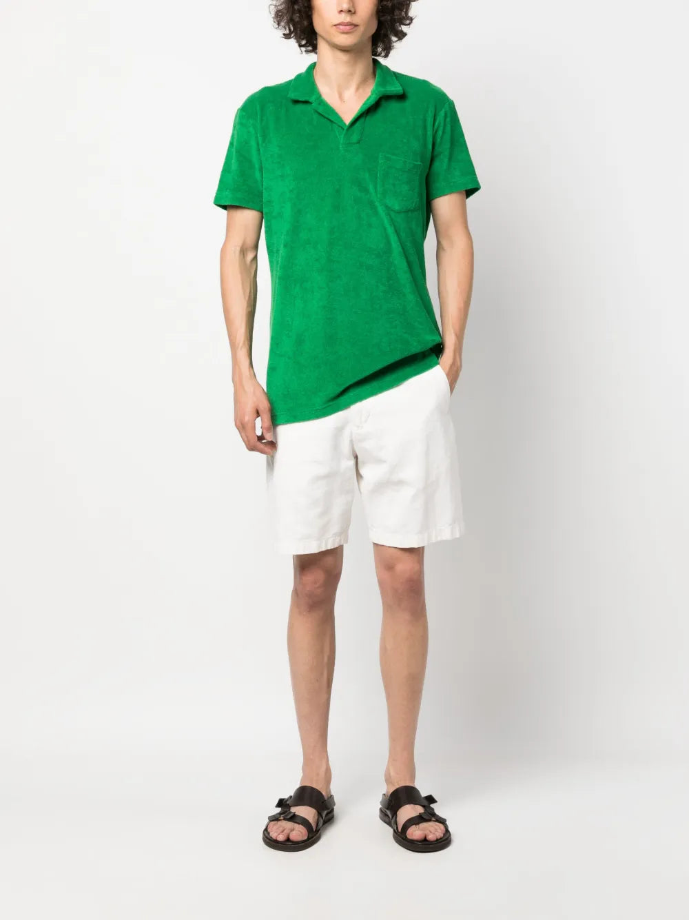 Polo in Spugna Orlebar Brown Uomo Verde