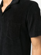 Terry cotton polo, black polo shirt, organic cotton polo, luxury fashion, designer polo