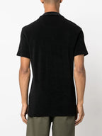 Terry cotton polo, black polo shirt, organic cotton polo, luxury fashion, designer polo