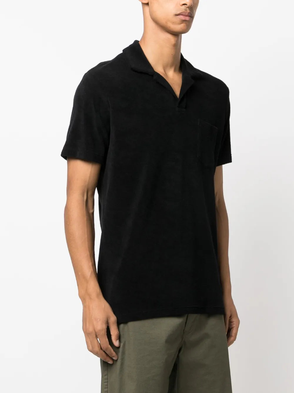 Terry cotton polo, black polo shirt, organic cotton polo, luxury fashion, designer polo