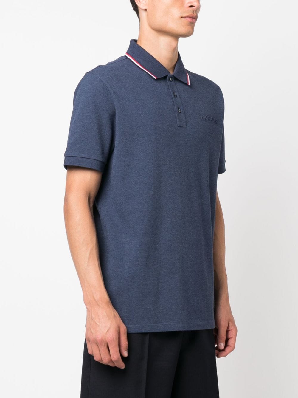 Moncler polo, luxury men's wear, designer polo shirt, blue polo Moncler, men's fashion