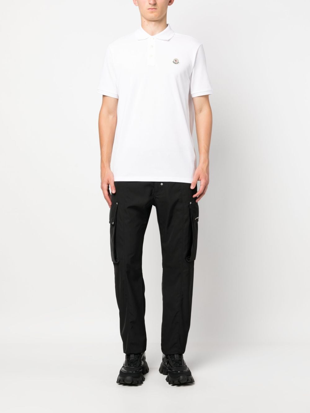 Moncler, men's polo shirt, luxury fashion, white polo, designer clothing