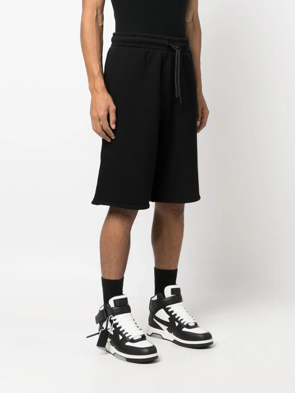 Off-White shorts, black cotton shorts, luxury men’s clothing, designer casual wear, premium shorts
