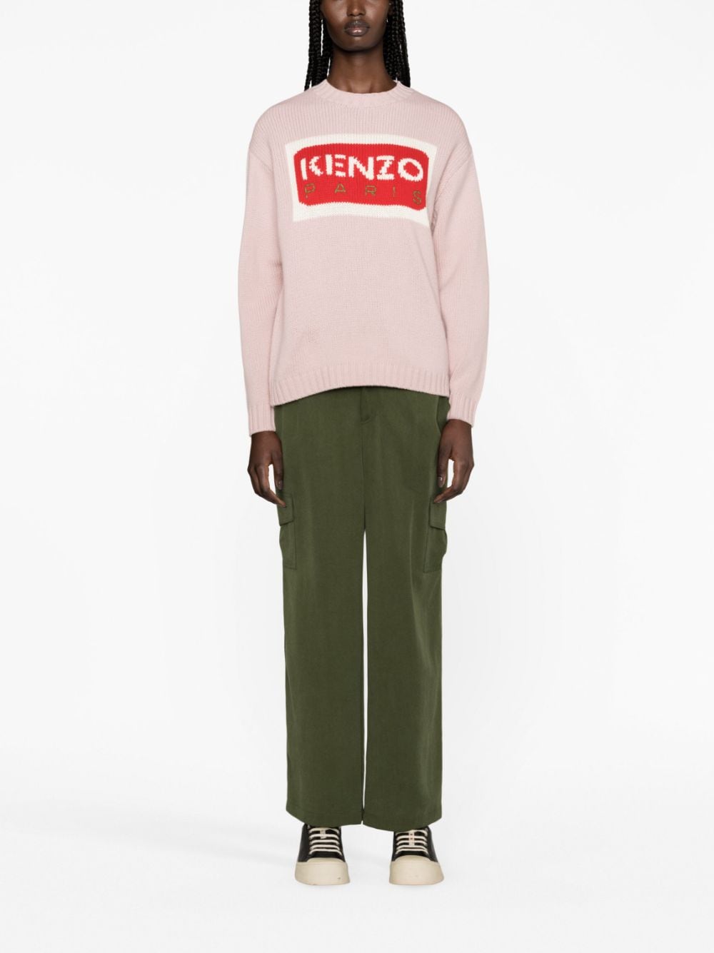 Kenzo logo sweater, pink women's sweater, luxury women's fashion, designer knitwear, elegant women's top