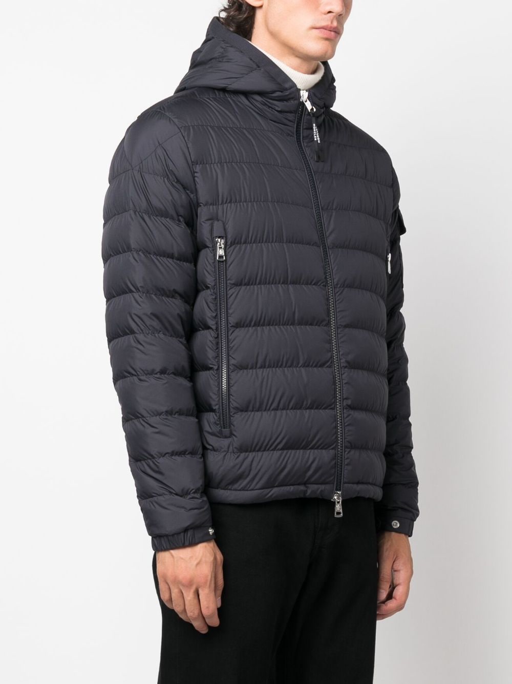 Moncler jacket, luxury men's outerwear, blue winter jacket, high-end fashion, designer men's clothing